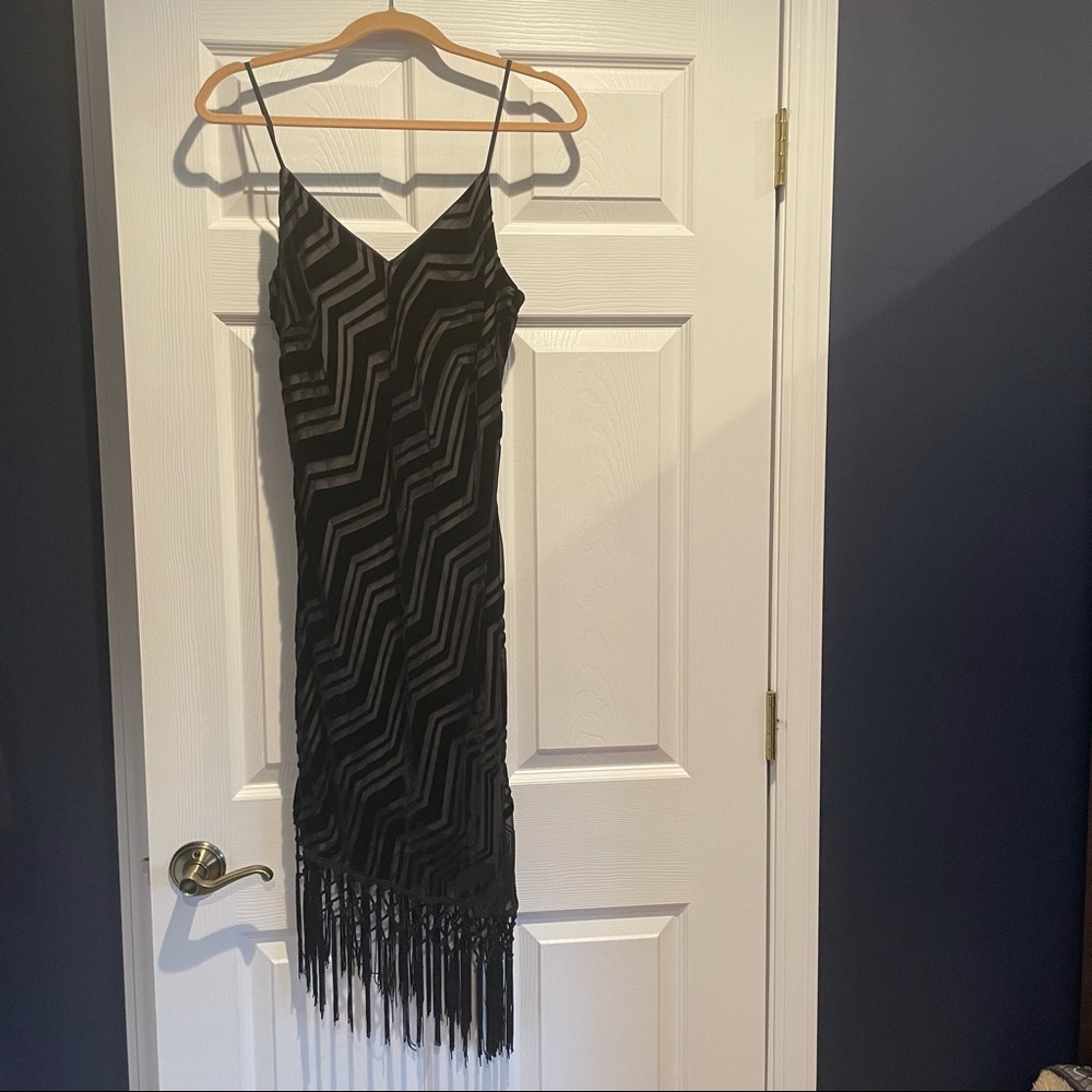 Akiko Velvet Dress with Fringe - Picture 2 of 4